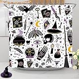 JOOCAR Halloween Shower Curtain Alchemy Magic Witch Witchcraft Bohemian Shower Curtain Sets, No Odor
