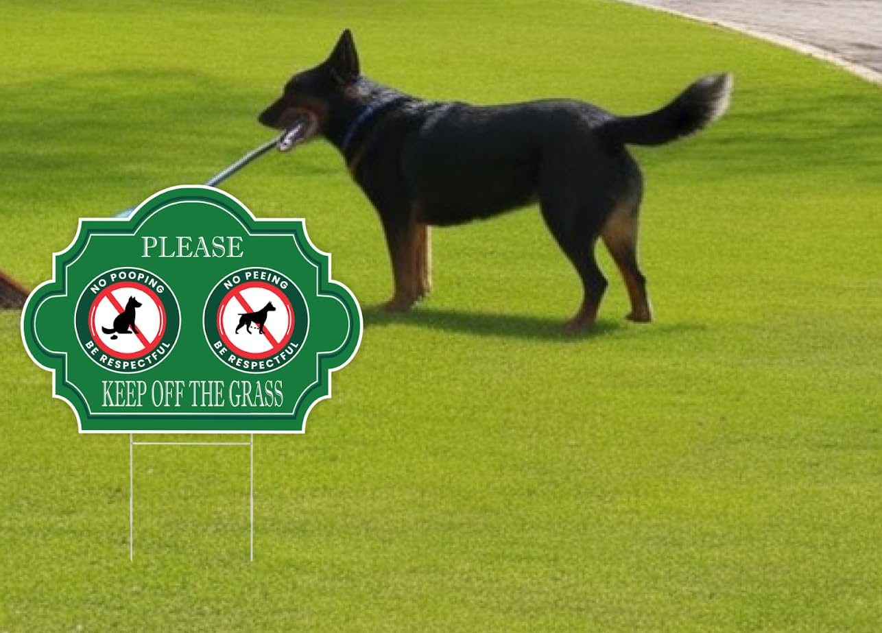 3 Schilder 'No Poop And Pee Zone' – Doppelseitig, 30,5x20,3 Cm, Mit Metallstift, Für Garten & Rasen, Hinweis Für Hundebesitzer