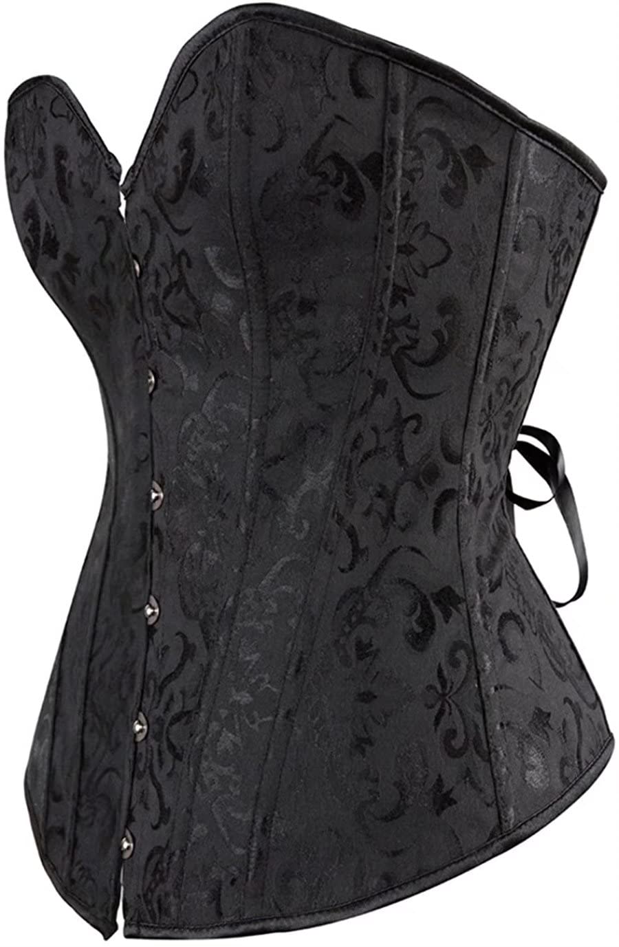 jutrisujo Corset Bustier for Women Top Boned Brocade Classic Floral Plus Size Black 4XL