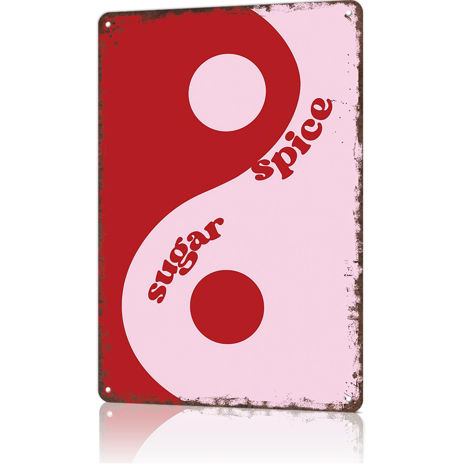 KWQDOZF Funny Metal Signs Poster 8x12inch Sugar and Spice Aluminum Sign Wall Art For Home Room Bedroom Office Decor