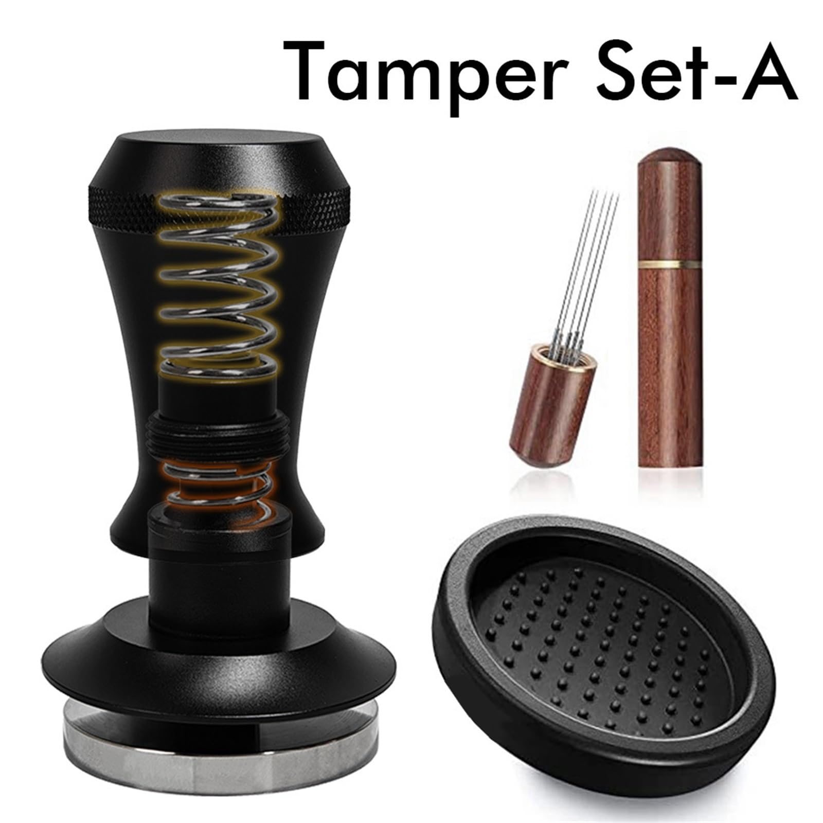 Agitador De Café De Doble Resorte, Juego De Tapete De Herramientas, Accesorio De Presión Constante De 51mm/53mm/54mm/58mm, 30 Libras(58mm,Tamper Set-A)