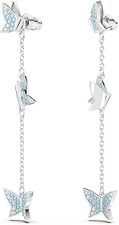 Swarovski Lilia drop earrings, Butterfly, Blue, Rhodium plated Price In India