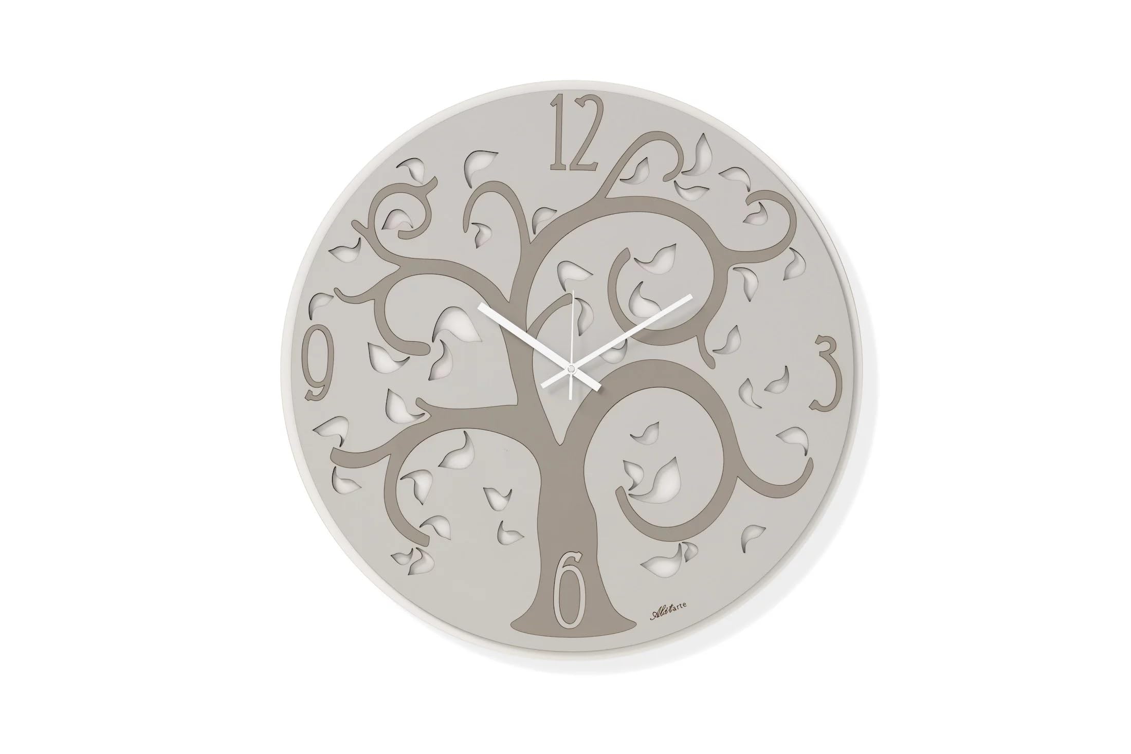Horloge murale moderne arbre de vie en bois gris et taupe pour votre salon