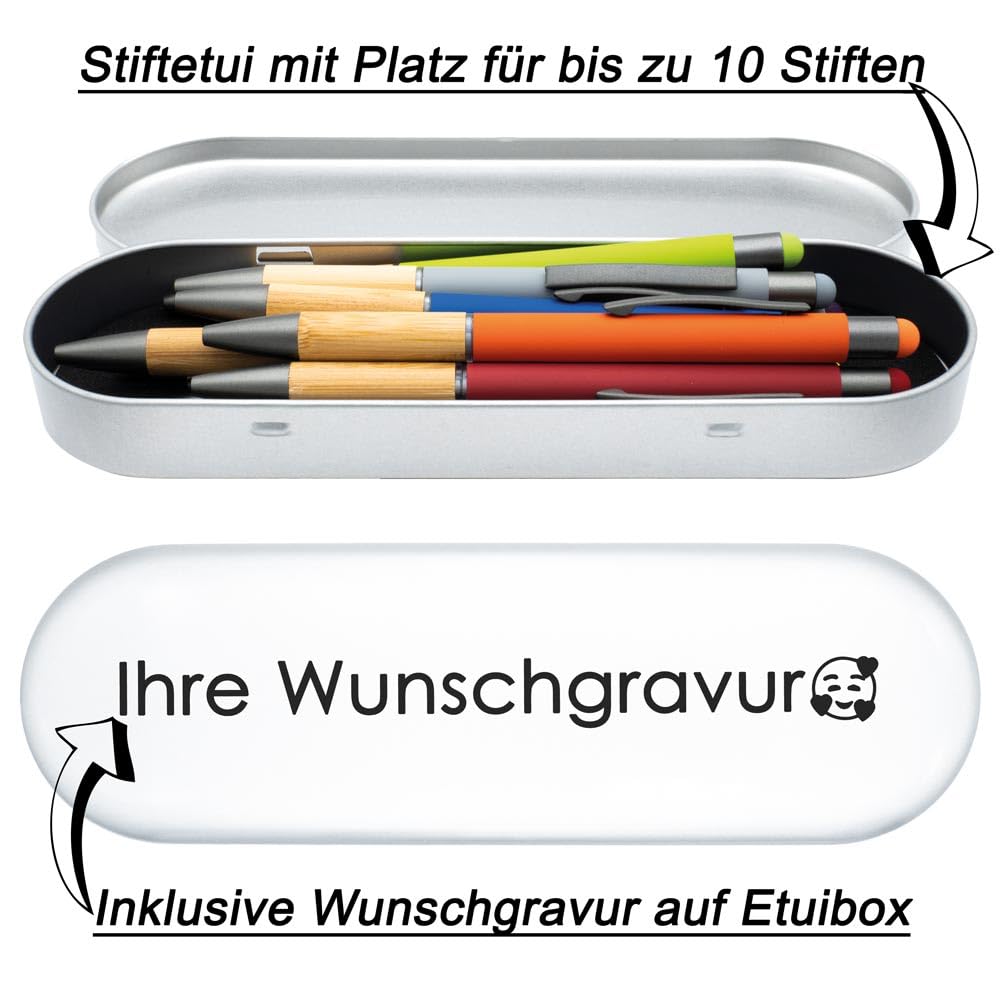 Pelikan Kugelschreiber Ineo® mit Gravur | inkl. Etui Wunschgravur (Platz für 10 Stifte) | Frühlings- Grün | Geschenkverpackung mit Gravur | Geschenk Pürfung Geburtstag