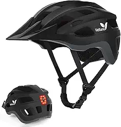 Capacete De Bicicleta Para Adultos, Leve Montanha Com Luz Traseira Led Recarregável Por Usb, Viseira Solar Removível Mulheres E Homens, Adequada Ciclismo Deslocamento Diário (Preto, Grande)