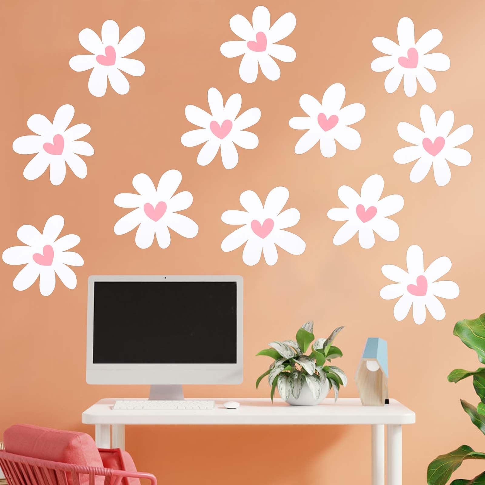 9 Hojas De Calcomanías De Pared De Margaritas Coloridas, Cal | Meses