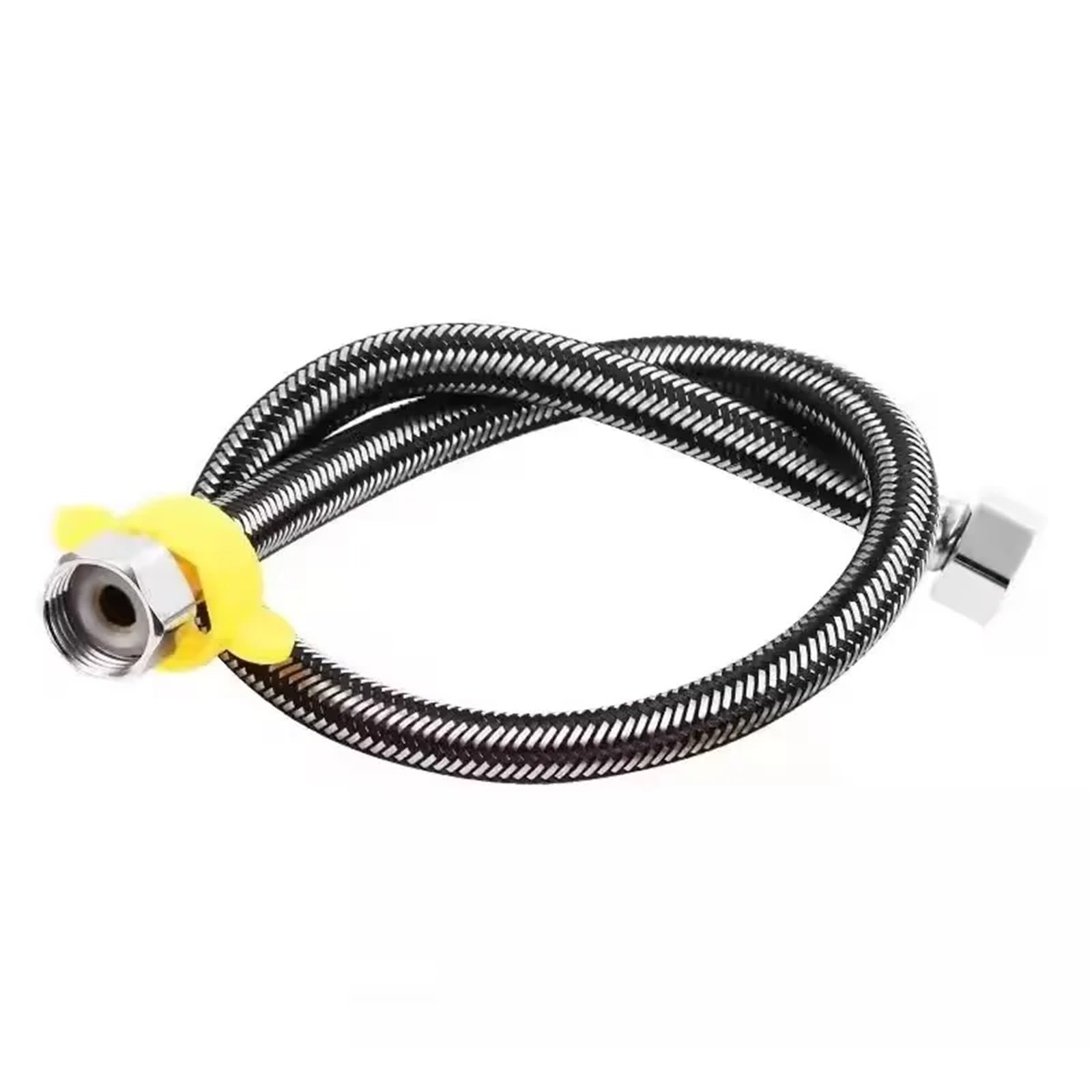Manguera de ducha trenzada de acero inoxidable de 20 a 200 cm, manguera universal de fontanería de 1/2 pulgadas, paquete de 2 (negro, 150 cm), flexible, resistente a la corrosión, fácil de instalar