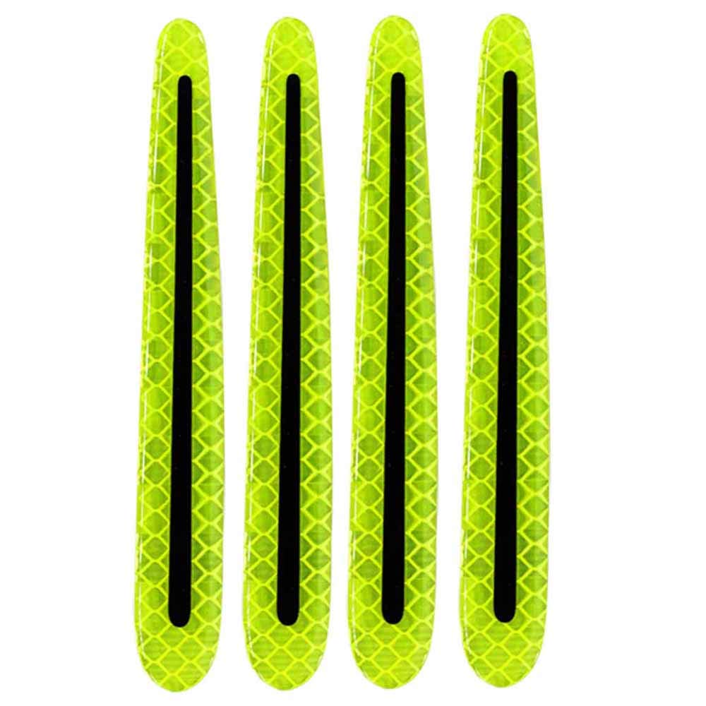 ZYTC 4pcs 3D Super Reflective Stickers Carbon Fiber Strips Car Side Door Edge Bumper Anti-Scratch Protection Guards Trim Stickers Universal (Door Handle Sticker Green)