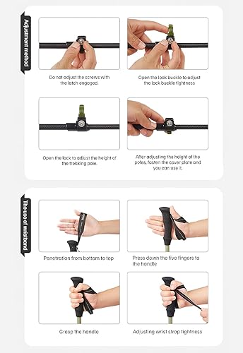 Miniatura 7 de Naturehike - Bastones de senderismo de fibra de carbono 3K, plegables y telescópicos, 3 secciones, ultraligeros para mujeres y hombres, bastones de