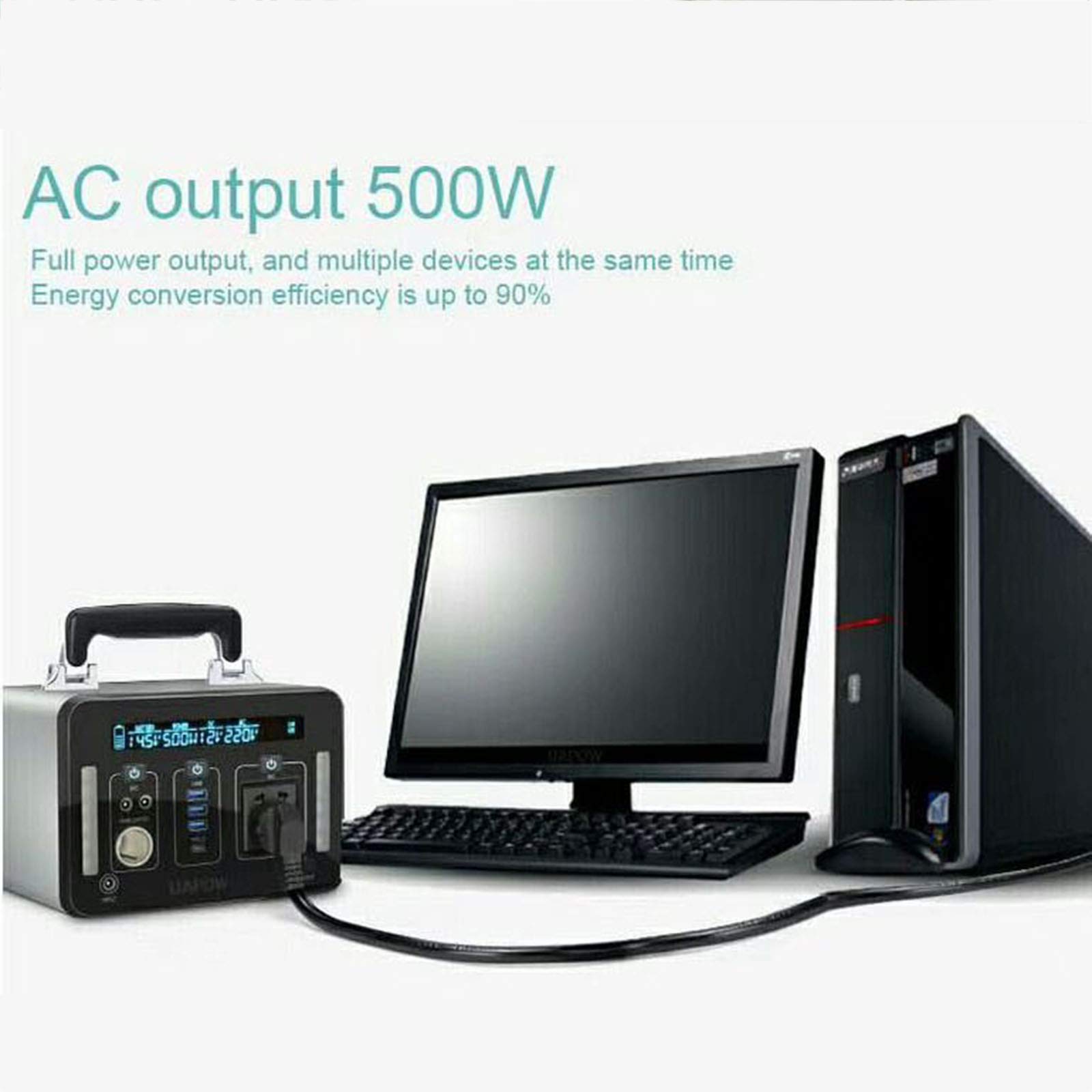 500WH 135000Mah Central Portátil Generador Silencioso Batería De Litio con La Carga Rápida De 60W PD Fuente De Alimentación De Onda Sinusoidal Pura para Acampar/Caza/Pesca