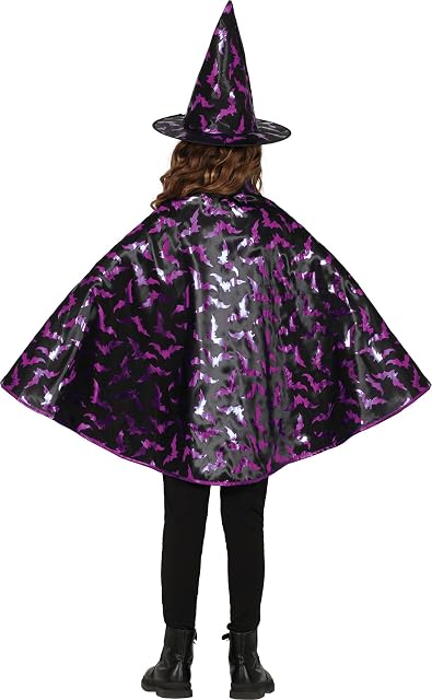 FIESTAS GUIRCA - Disfraz Infantil Bruja - Sombrero y Capa - Negro y Morado