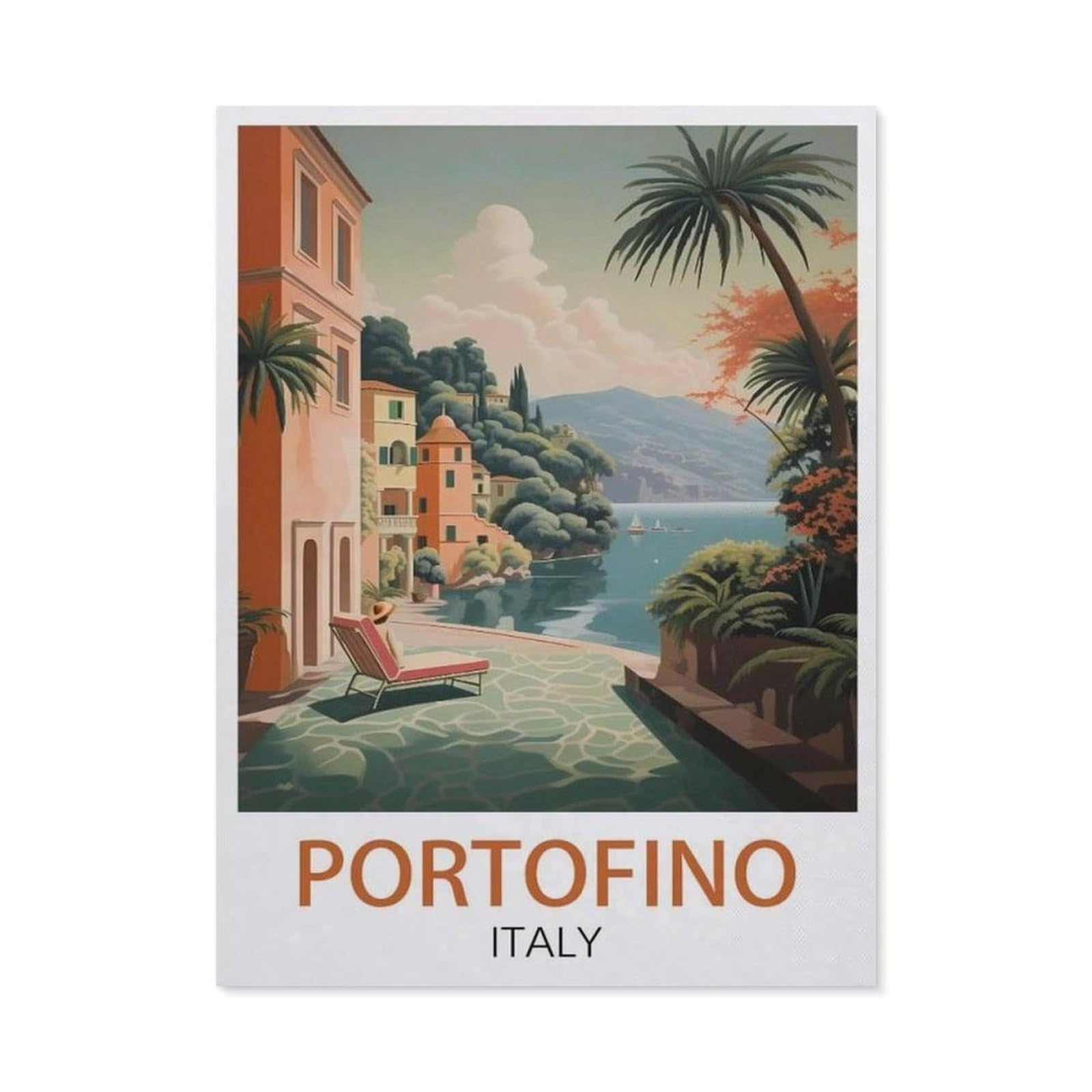 Vintage Wall Decor Metal Poster Plaque，Portofino Italy(15x30cm）