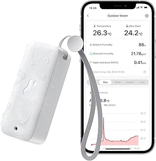 SwitchBot IP65 Indoor Outdoor Hygrometer Thermometer Wireless, 394ft Bluetooth Range, Refrigerator Thermometer, Dewpoint/VPD/Absolute Humidity Sensor, Free Data Storage Export, 2 Years Battery Life