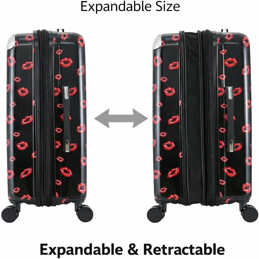Karriage-Mate Betty Boop 3 Piece Hardside Luggage Set - 4 Spinner Wheels Expandable Suitcase (20/24/28 Inch Carry On & Checked Bags) Multiple Stylish Patterns (7B)