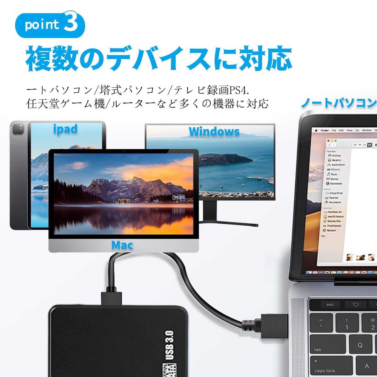 Amazon | BIGBIGER 500G USB3.0 Type C HDD 2in1外付け ハードディスク