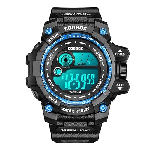 Ziyan Herren Armbanduhr LED Anzeige Männer Luxus Business Datum Tag Kompass Wecker (Blau) Cover