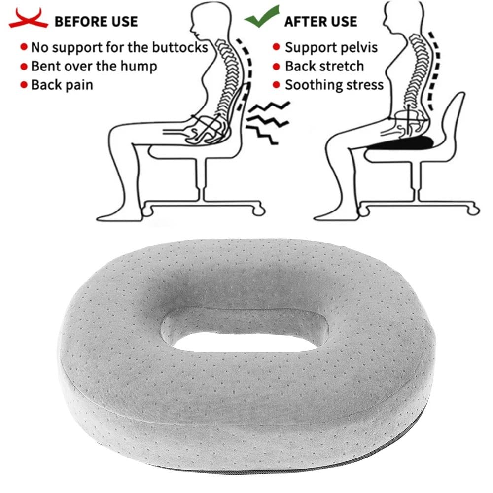Cuscino per Sedie Cuscino ad anello a ciambella in memory foam Cuscino in peluche a ciambella Cuscino per sedia da pavimento Cuscino per sedile per auto Cuscino antidolorifico cuscino sedia ufficio(Na