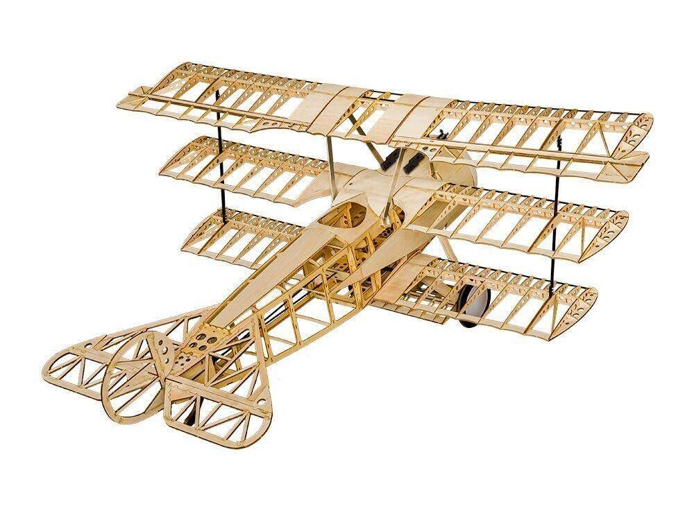 Torcster 212345 Fokker DR1 1540mm Holzbaukasten, Modellflugzeug für RC Bausatz DIY, gelaserte Balsa Sperrholz Holz Bauteile Holzmodell Flugzeug