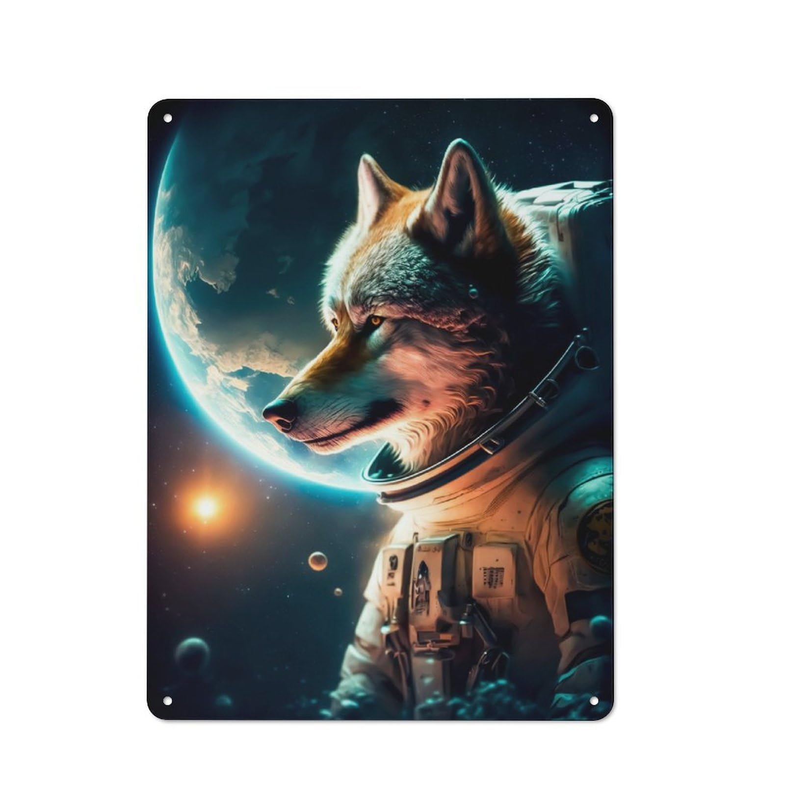 Junmoney Wolf Tin Sign 40X30cm With For Home Bar Wall, Vintage Decor, For Garage, Workshop And Man Cave Decoration