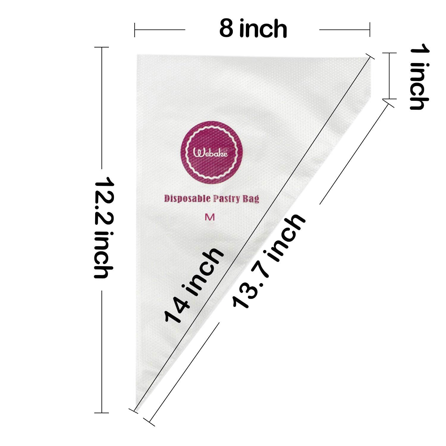 Webake 14 Inch Disposable Pastry Bag Icing Piping Frosting Bags for Cake Decorating 100 Pcs (Medium) - Image 2