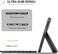 Vista 3 de Funda de teclado para tableta Xiaomi Pad 6/Pad 6 Pro de 11 pulgadas 2023, cubierta delgada de poliuretano con teclado Bluetooth inalámbrico
