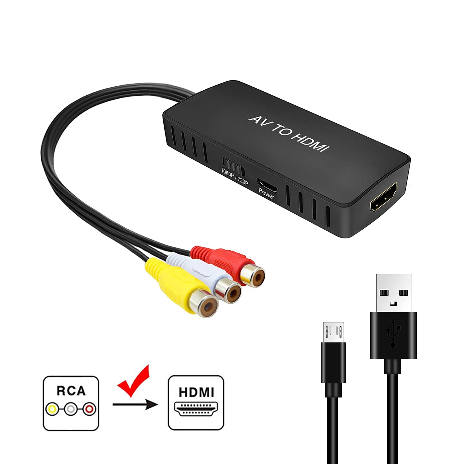 Buy RuiPuo RCA to HDMI Converter, AV to HDMI Adapter, Composite to HDMI