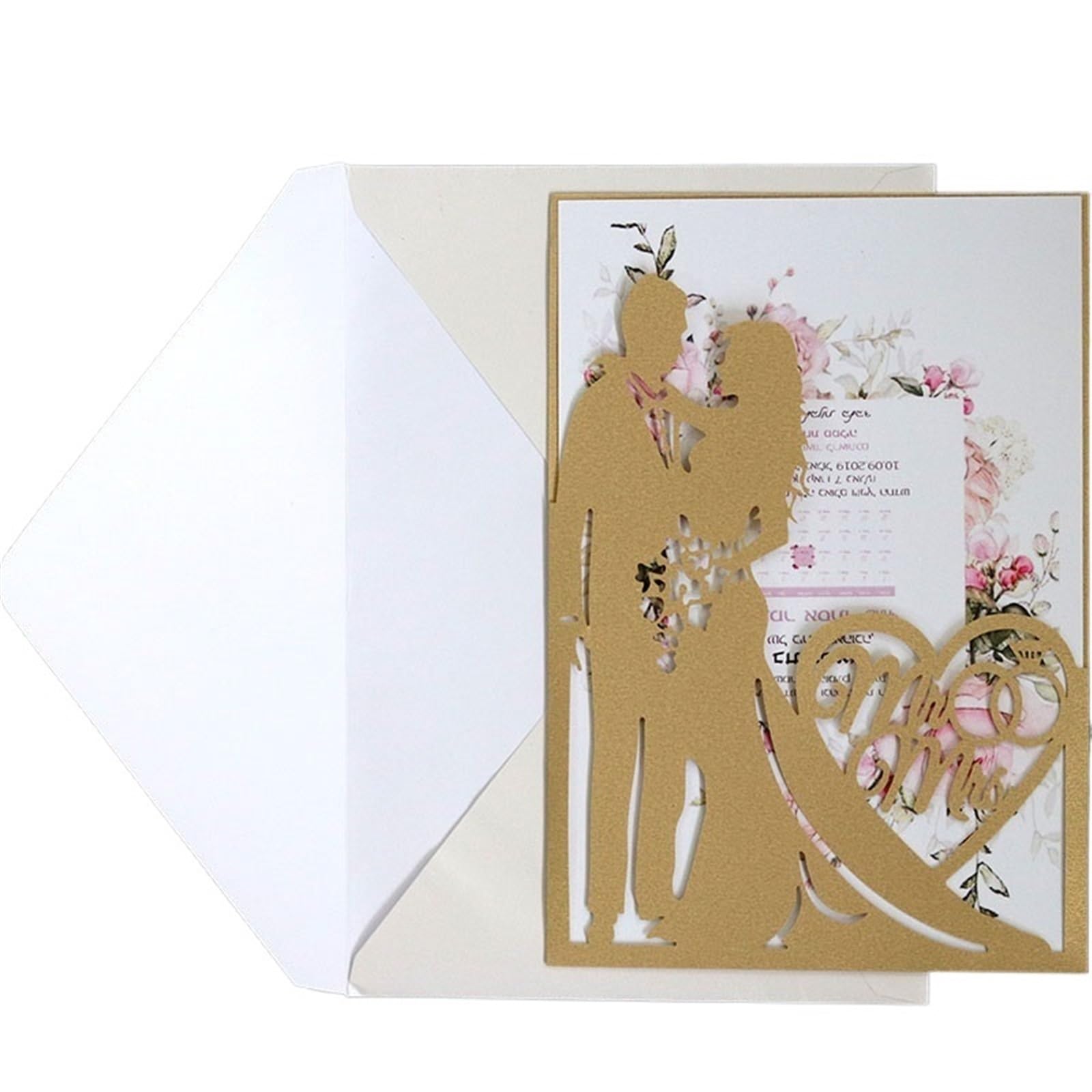Einladungskarten Hochzeit 25 Stücke Mode Braut Und Bräutigam Hochzeitseinladungen Karte Liebe Herz Gruß Einladungskarte Valentinstag Party Dekoration Lieferungen Hochzeitseinladungskarten(Color:Gold s