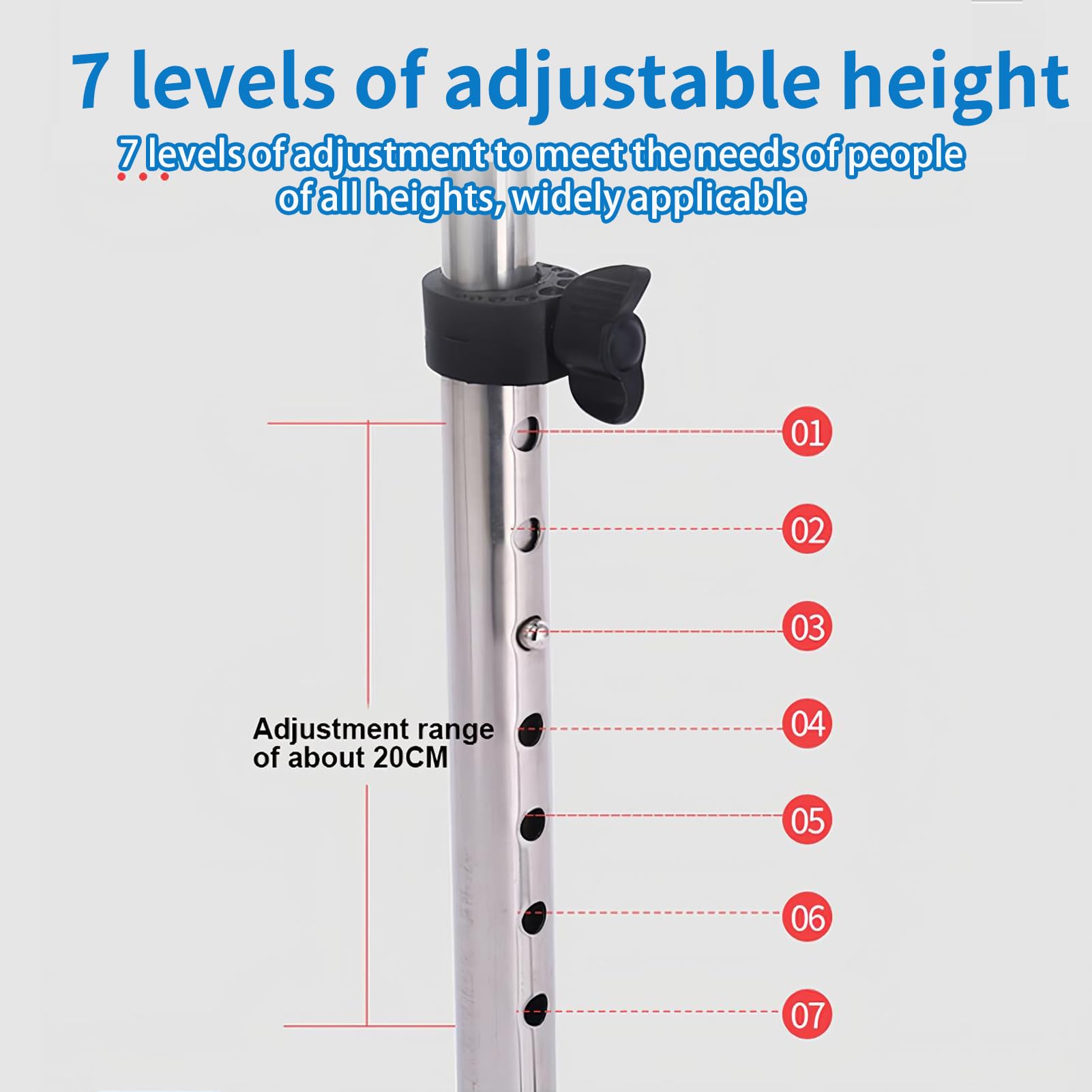 Bastón ajustable de cuatro patas, soporte estable de cuatro patas, ayuda de movilidad de acero inoxidable ligero con agarre cómodo para personas mayores