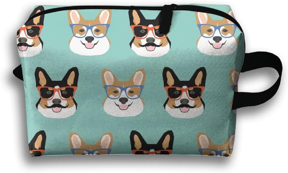 Corgi Glasses And Mustaches Corgi Dog Travel Bag Multifunction Portable Toiletry Bag Organizer Storage