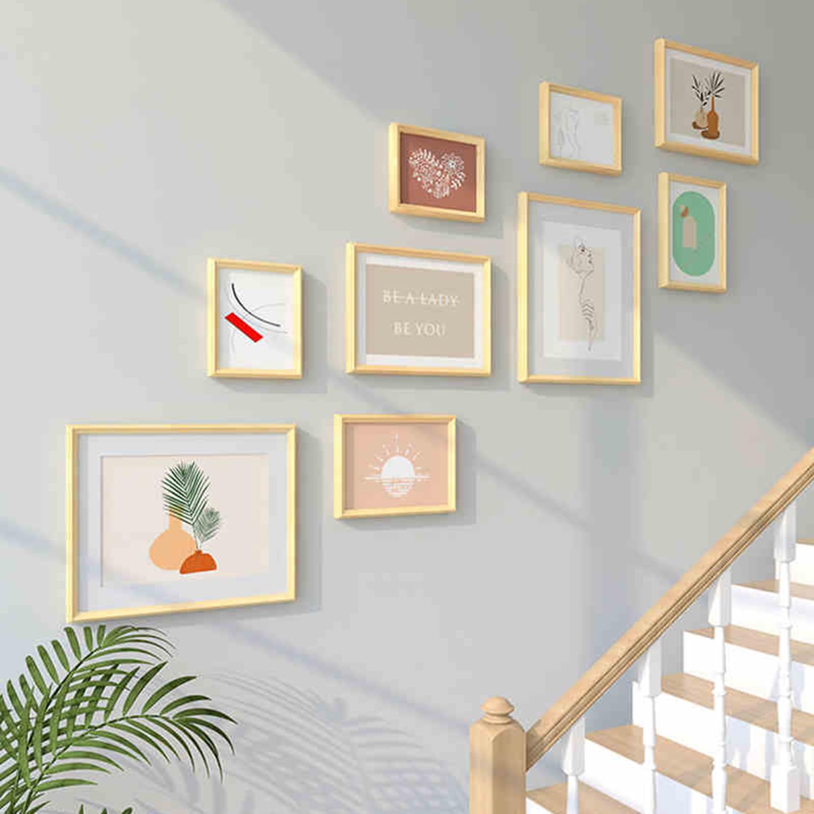 Multi Picture Frames For Wall,Photo Frame Set,Stairs Decor Photo Frames,Frames Can Be Displayed Independently And Arranged Freely,Suitable For Restaurant,Bar,Corridor Wall