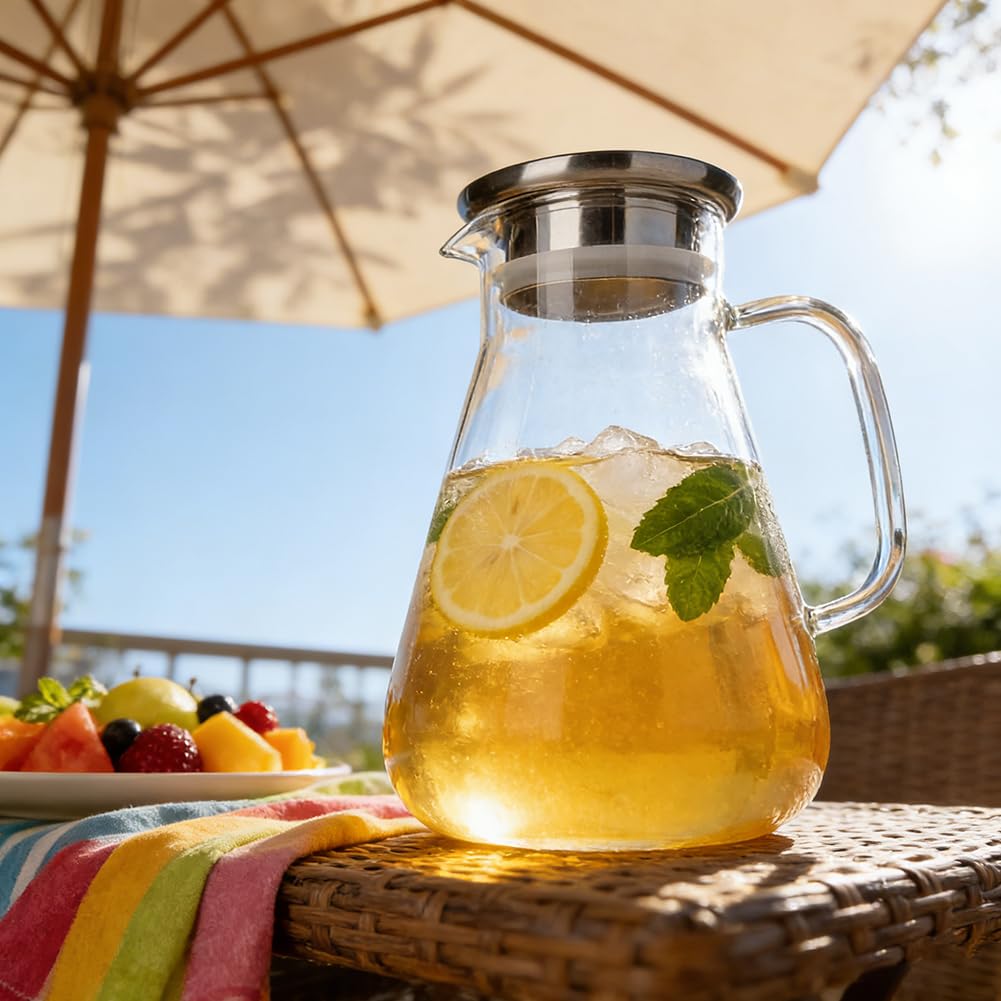 Teiera in vetro, teiera per tè sfuso, teiera in vetro, 1700 ml, con colino in acciaio inox, teiera a prova di piano cottura, per tè sfuso, caraffa in vetro per tutti gli amanti del tè