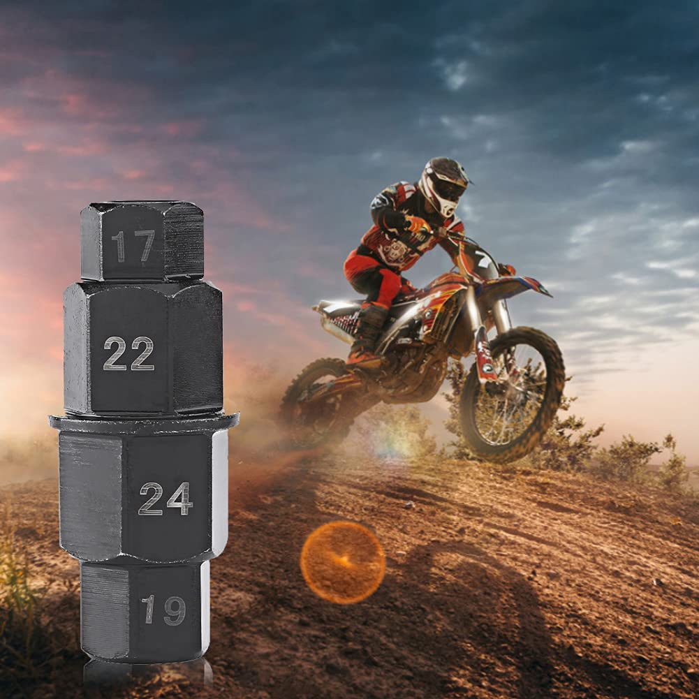 Strumento per Rimozione Assale Anteriore Moto, Adatto per Assi da 17/19/22/24 mm, Metallo Nero