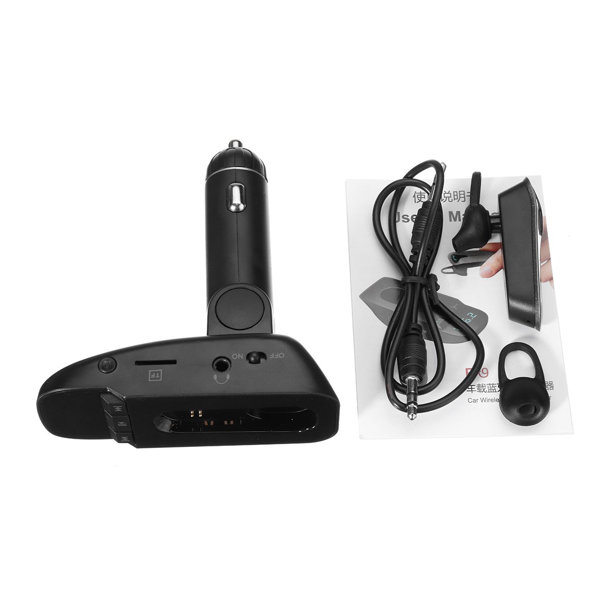 YONGYAO Er9 Wireless Bluetooth Vivavoce Auto Car Trasmettitore Fm Lettore Mp3 Con Auricolare