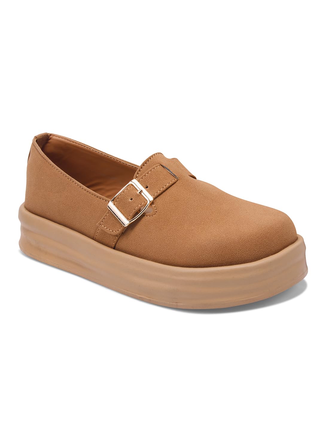 Olive Buckle Comfort Loafers-image-45