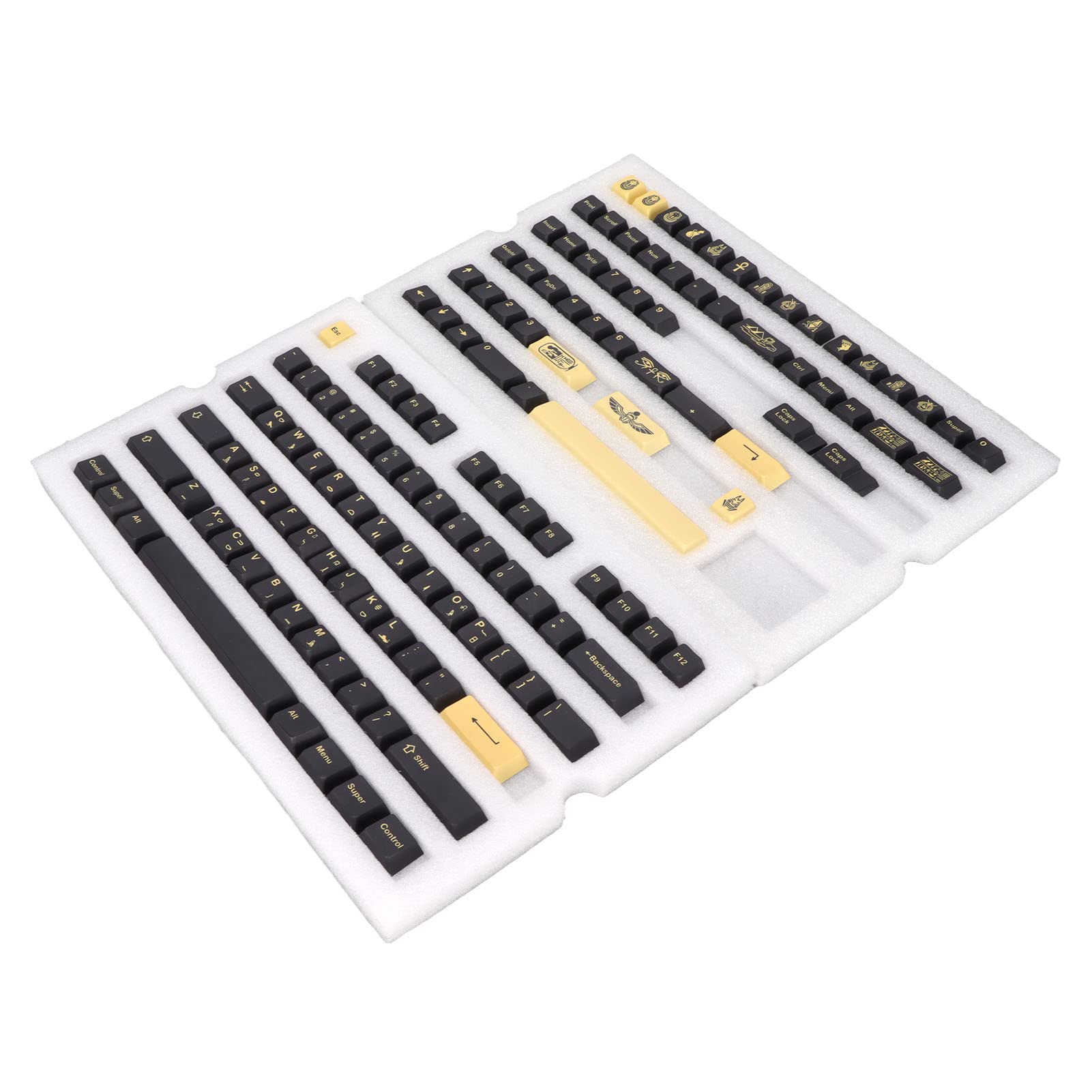 Keycaps PBT 132 Zestaw kluczy, bez liter, wysokość wiśni, egipski motyw faraonowy, DIY dekoracyjne klucze do gier dla mechanicznej klawiatury