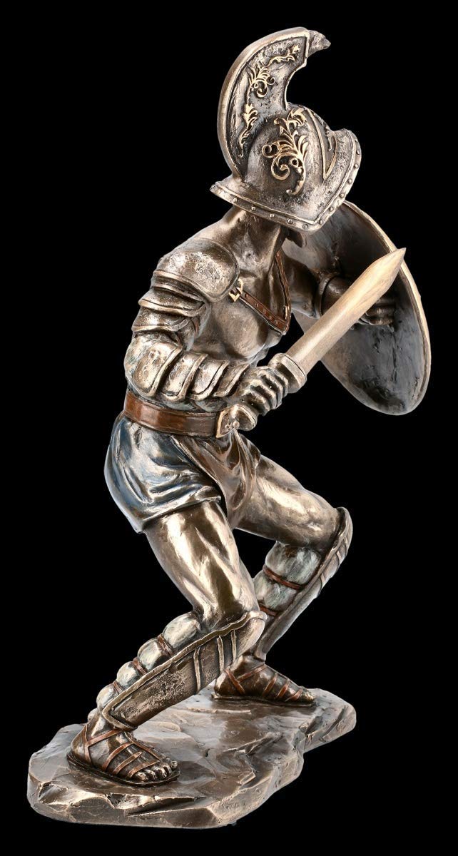 Unbekannt Romana Gladiatore Figura - Murmillo IN Campo Con Spada E Casco Veronese Figura-Decorativa, Articolo Decorazione, Scultura, Statua, H 24,5 CM