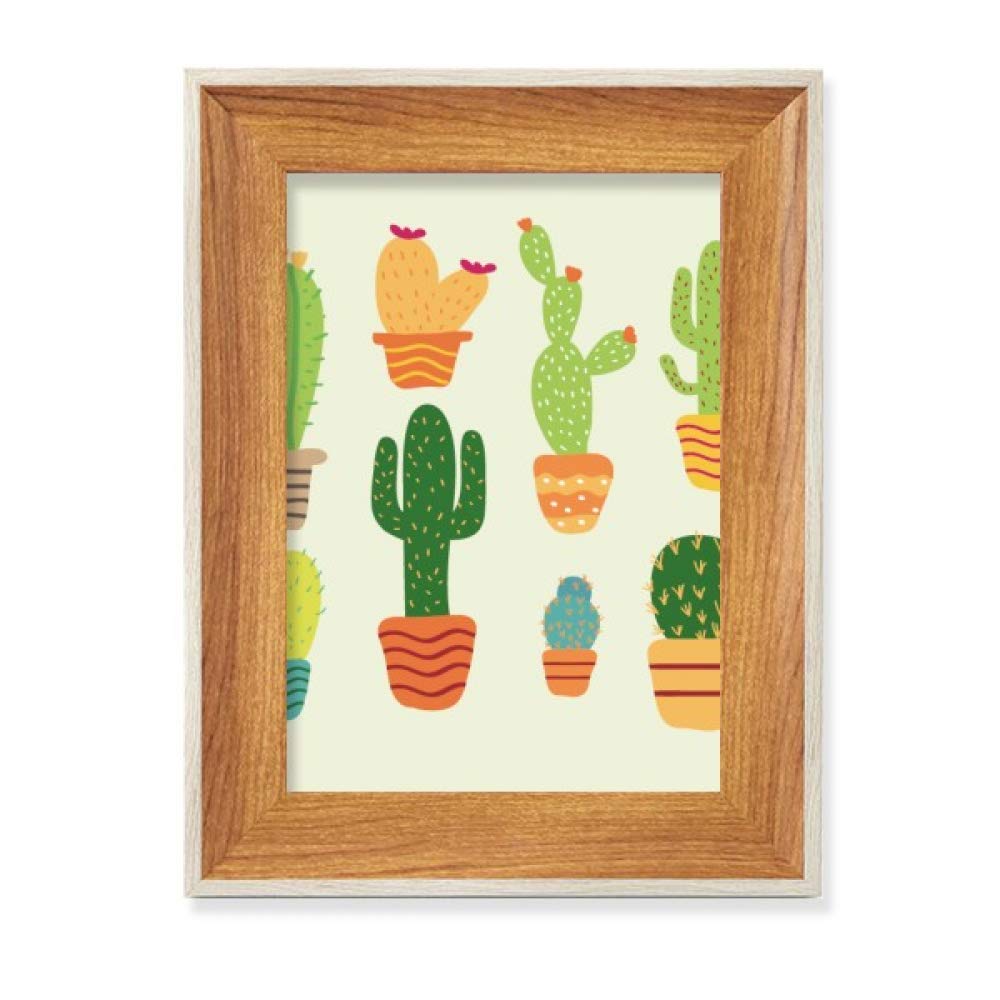 Affichage Tableau Art Peinture Cactus Cadre Bois de Bureau