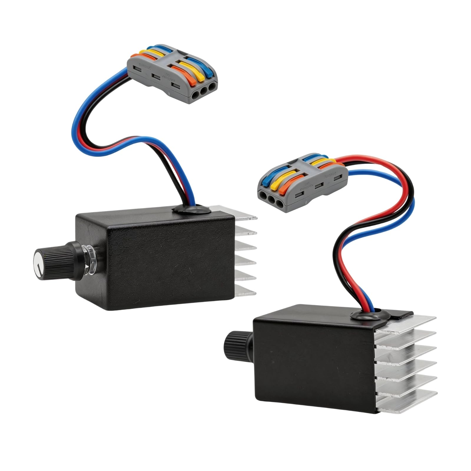 DC Motor Drehzahlregler 12V 24V 10A PWM, Universeller elektronischer stufenloser variabler Reglerschalter mit Kühlkörper & Hebeldrahtanschlüssen für einfache Verkabelung, Auto LKW