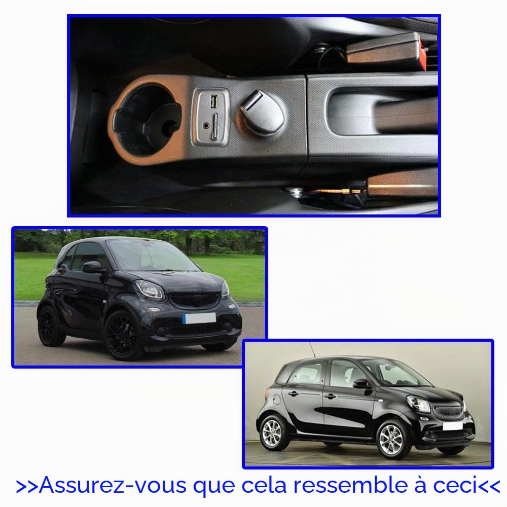 XUKEY Accoudoir Central Console pour Fortwo 453 2014 2015 2016 2017 2018 2019 Nouvelle boîte de Rangement Interface USB Modification du Contenu Forfour
