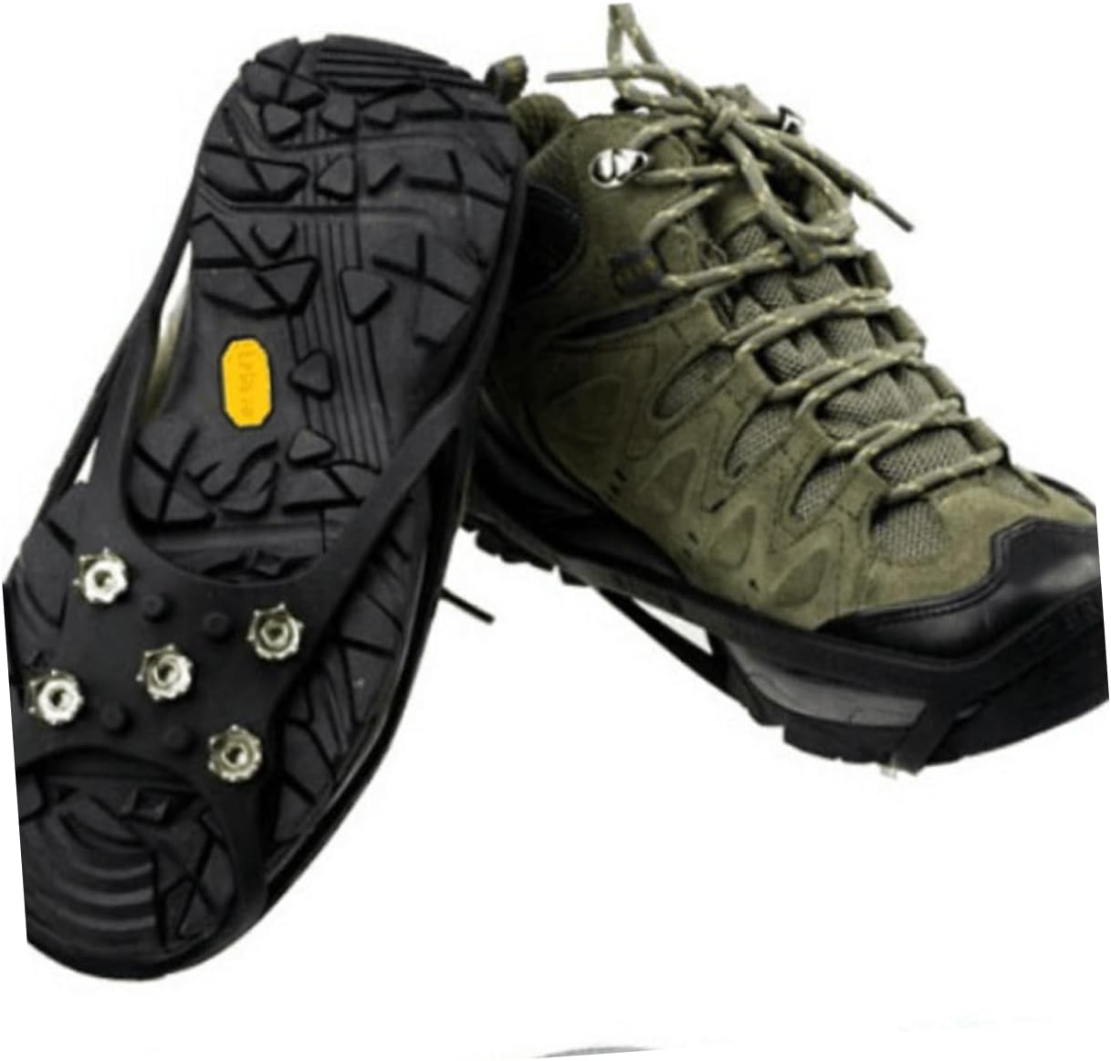 FOMIYES Large 5-Tooth Ice Crampon Cleats for Shoes Non-Slip Traction Spikes for Snow and Ice Sturdy Anti-Slip Grippers for Walking Climbing and Hiking