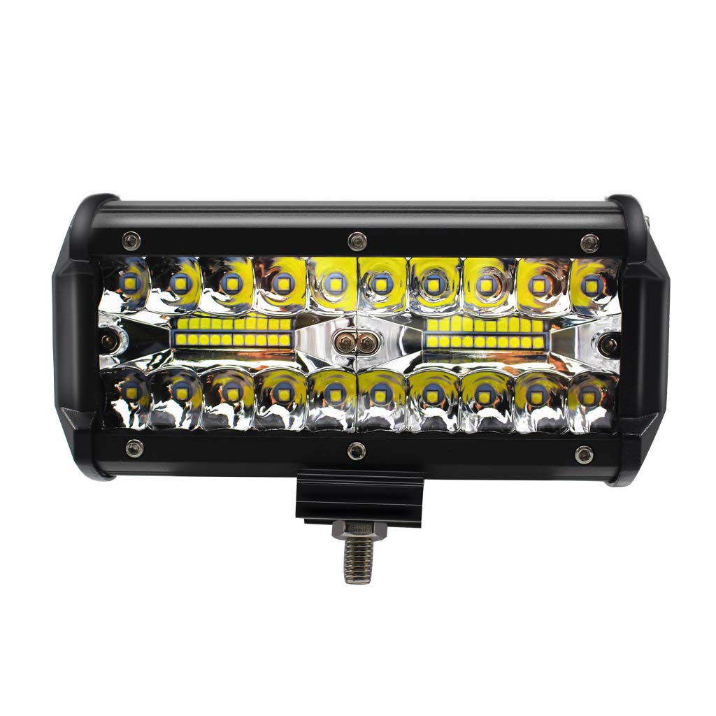 Autone Led Light Bar, 7 Inch 120W 12000lm [ Aluminum Alloy Die-Casting Shell ] Led Spotlight Off Road Lights Super Bright Flood Driving Light for SUV Jeep Boat