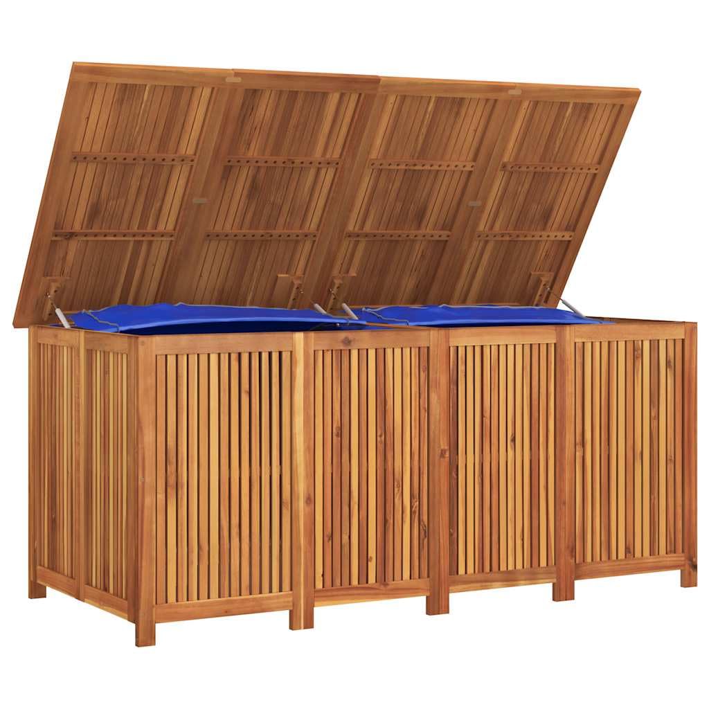 Cassapanca da giardino in legno massiccio di acacia, 175 x 80 x 75 | Contenitore per cuscini, cuscini, coperte, borsa interna impermeabile, per interni ed esterni