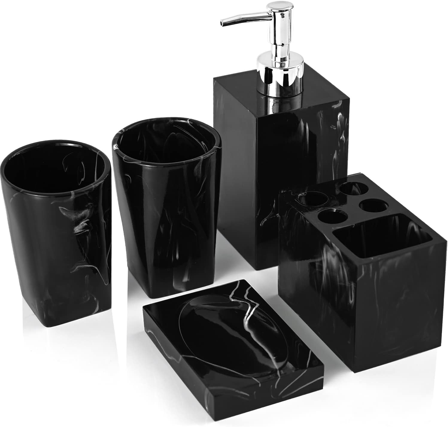 Amazon.com: Bathroom Accessories Set, 5 Pcs Marble Look Bathroom Sets ...