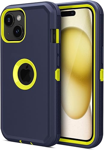 Jiunai Funda para iPhone 15, resistente, protección militar contra caídas, 2 en 1, sin pantalla, de doble capa, a prueba de golpes, resistente, a