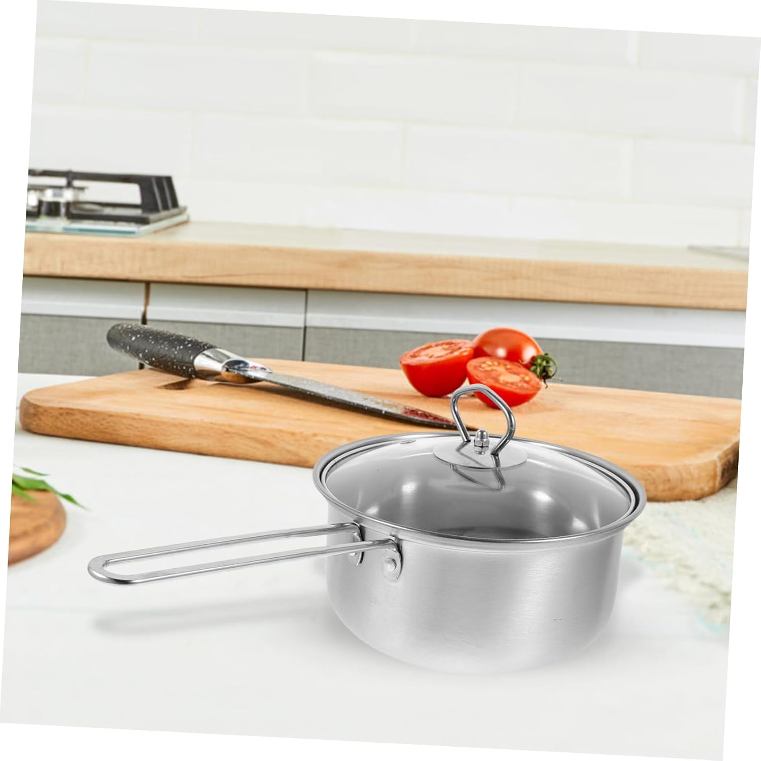 VICASKY Stainless Steel Cookware Set Small Saucepan Soup Pot Milk Pot Frying Pan with Comfortable Handles Resistant Kitchen Cookware for Everyday Cooking