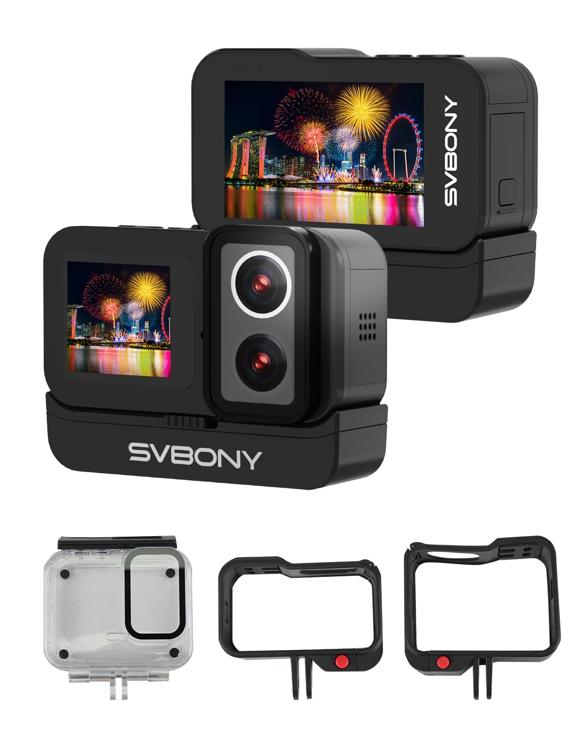 Cámara De Acción SVBONY SVGo 4K - Doble Lente, Sumergible 30m, Doble Pantalla, EIS 6 Ejes, Ideal Para Deportes