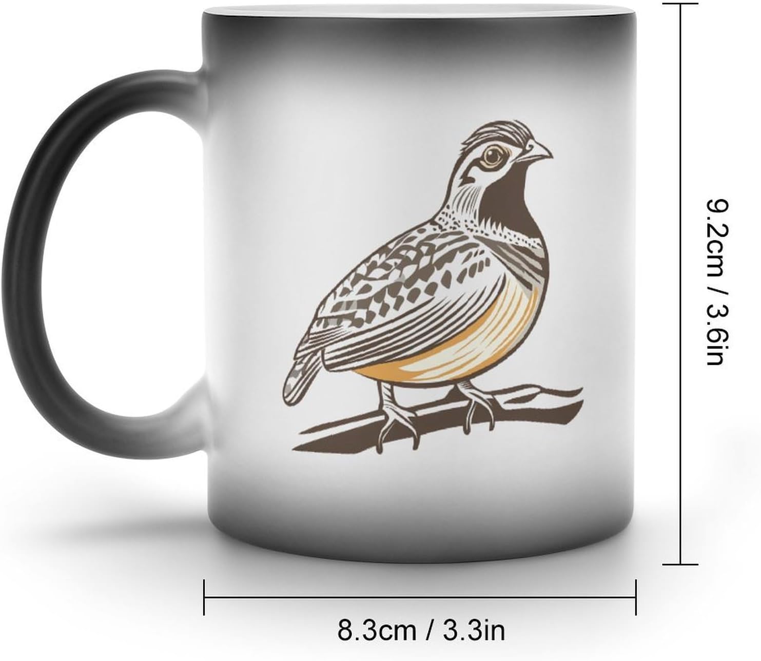 Quail Bird on The Branches Color Changing Mug Heated Ceramic Cup Heat Sensitive Coffee Mug Fun Gift
