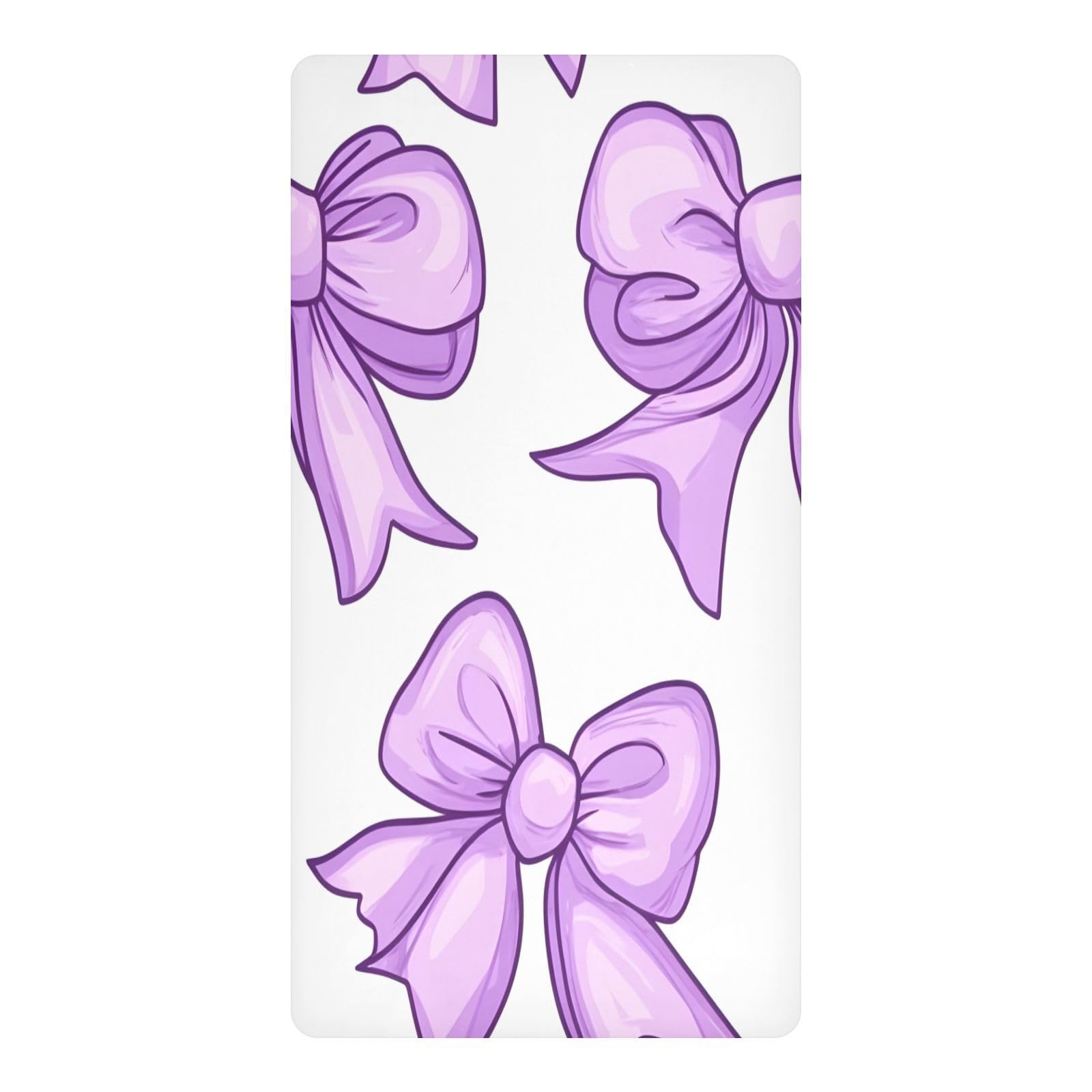 JiangGgen Purple Bow Baby Crib Sheet Soft Breathable for Standard Crib-M