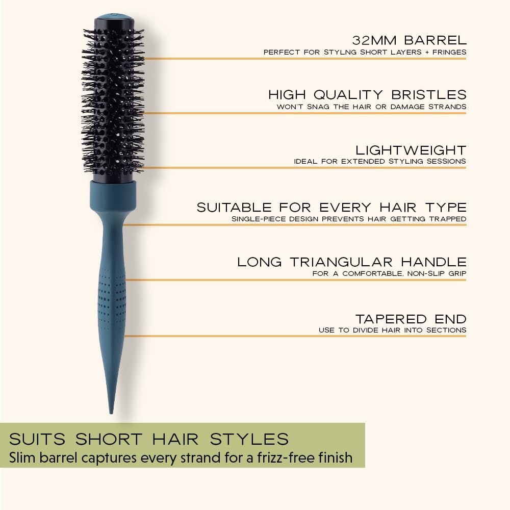 mdlondon BRUSH Radial 3 (32mm Dia. Barrel). Small Round Hair Brush to Curl & Volumise. Round Hairbrush for Blow Drying Short Hair. Blow Dry Brush - Image 4