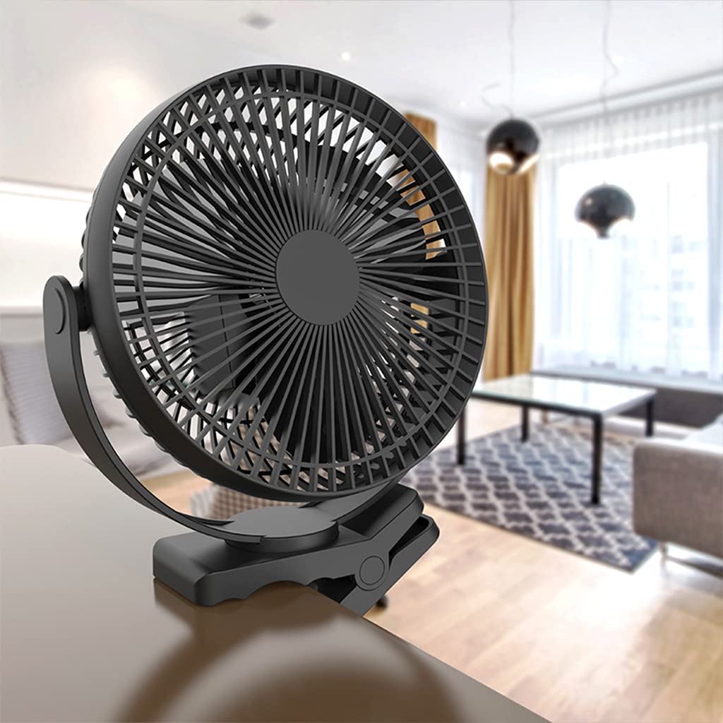 Ventilateur portable USB à clipser avec 4 vitesses puissantes et silencieuses pour bureau, table, chambre à coucher, cuisine